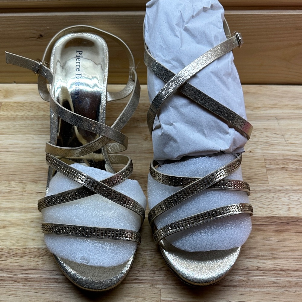 Pierre Dumas Gold Strappy Heels